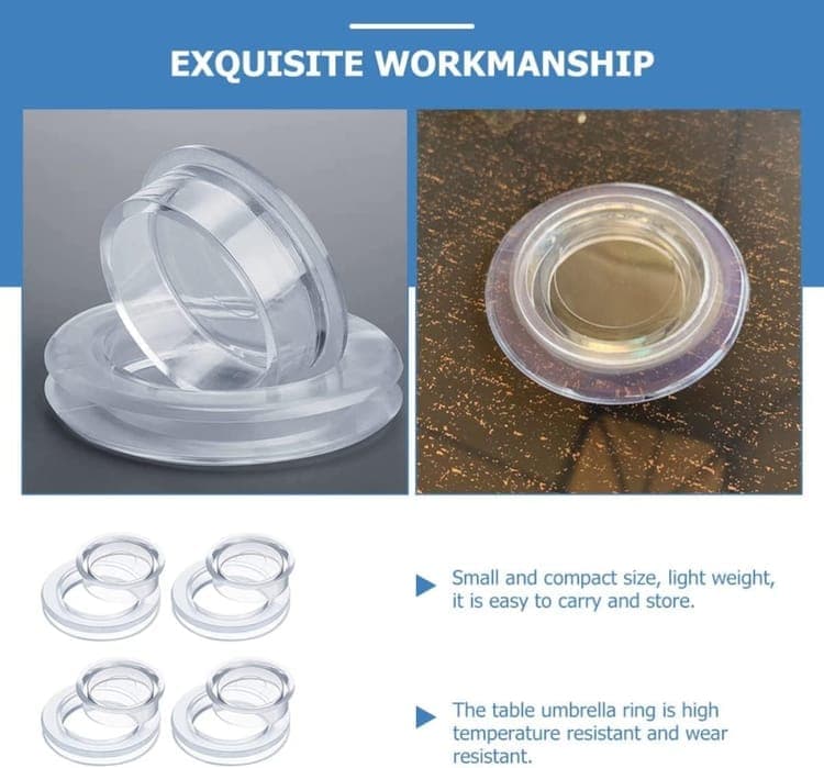 4-pack Transparent Silicone Umbrella Hole Ring and Cap for Garden and Patio, 2.5-inch V1188-MS-325-1349