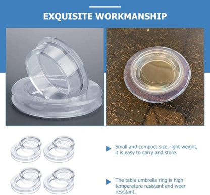 4-pack Transparent Silicone Umbrella Hole Ring and Cap for Garden and Patio, 2.5-inch V1188-MS-325-1349