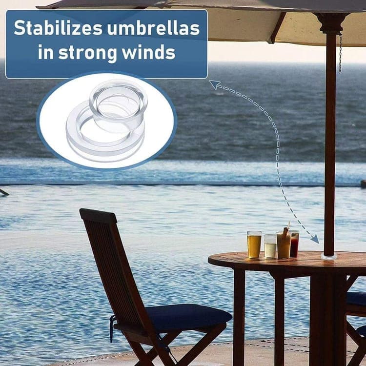 4-pack Transparent Silicone Umbrella Hole Ring and Cap for Garden and Patio, 2.5-inch V1188-MS-325-1349