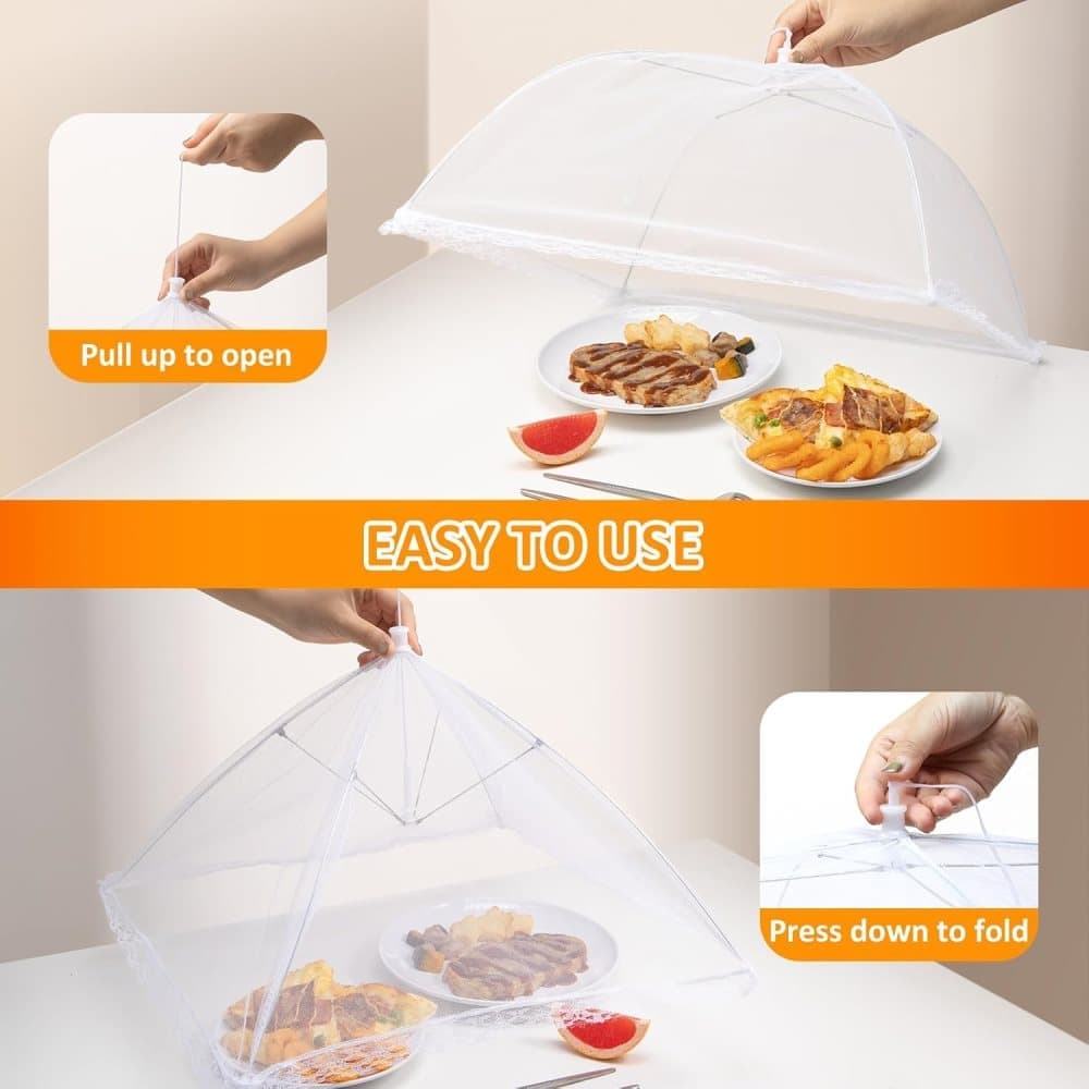 4 Pack Pop-up Food Cover Mesh Insect Net, Foldable for Camping Picnic Grilling, 43cm, Compatible with Oral-B V1188-MS-325-1351