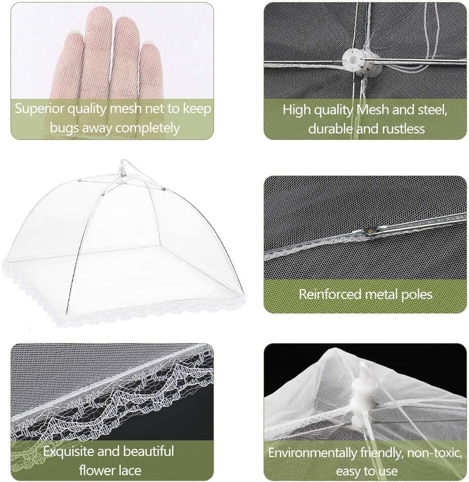 4 Pack Pop-up Food Cover Mesh Insect Net, Foldable for Camping Picnic Grilling, 43cm, Compatible with Oral-B V1188-MS-325-1351