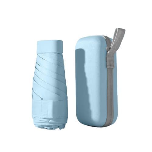 Portable Mini 6-Fold Capsule Umbrella with UV Protection for Sun and Rain, Ultralight, Light Blue V1188-MS-325-1356