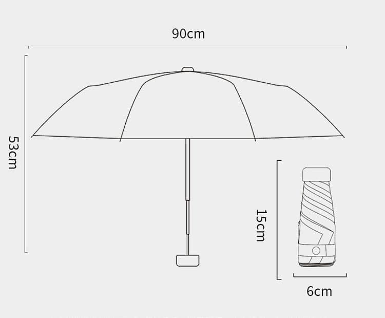 Portable Mini 6-Fold Capsule Umbrella with UV Protection for Sun and Rain, Ultralight, Light Blue V1188-MS-325-1356