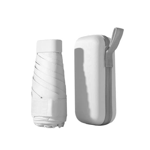 6-Fold Portable Mini Umbrella UV Protection for Sun and Rain, Ultralight Compact, 12.5 inches, White V1188-MS-325-1357