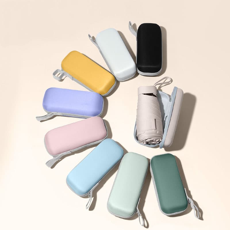 6-Fold Portable Mini Umbrella UV Protection for Sun and Rain, Ultralight Compact, 12.5 inches, White V1188-MS-325-1357