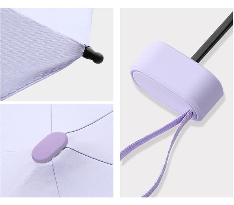 6-Fold Portable Mini Umbrella UV Protection for Sun and Rain, Ultralight Compact, 12.5 inches, White V1188-MS-325-1357