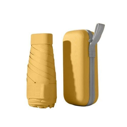 6-Fold Portable Mini Umbrella UV Protection for Sun and Rain, Ultralight Compact, Dark Yellow V1188-MS-325-1359