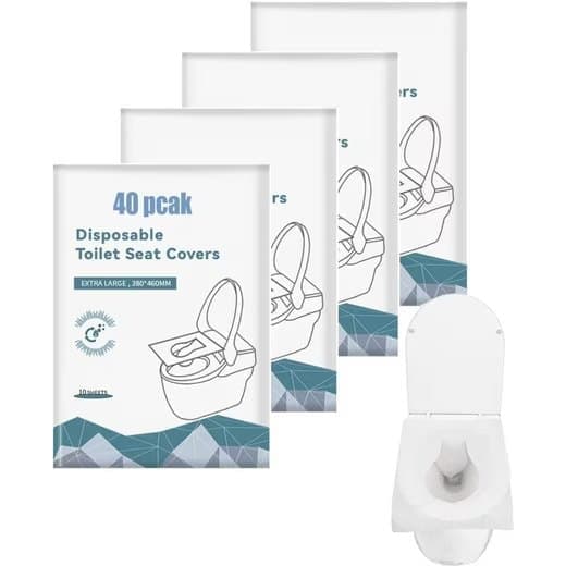 40 pcs Biodegradable Toilet Seat Covers, Flushable Travel Toilet Covers, 38x46cm V1188-MS-325-1361