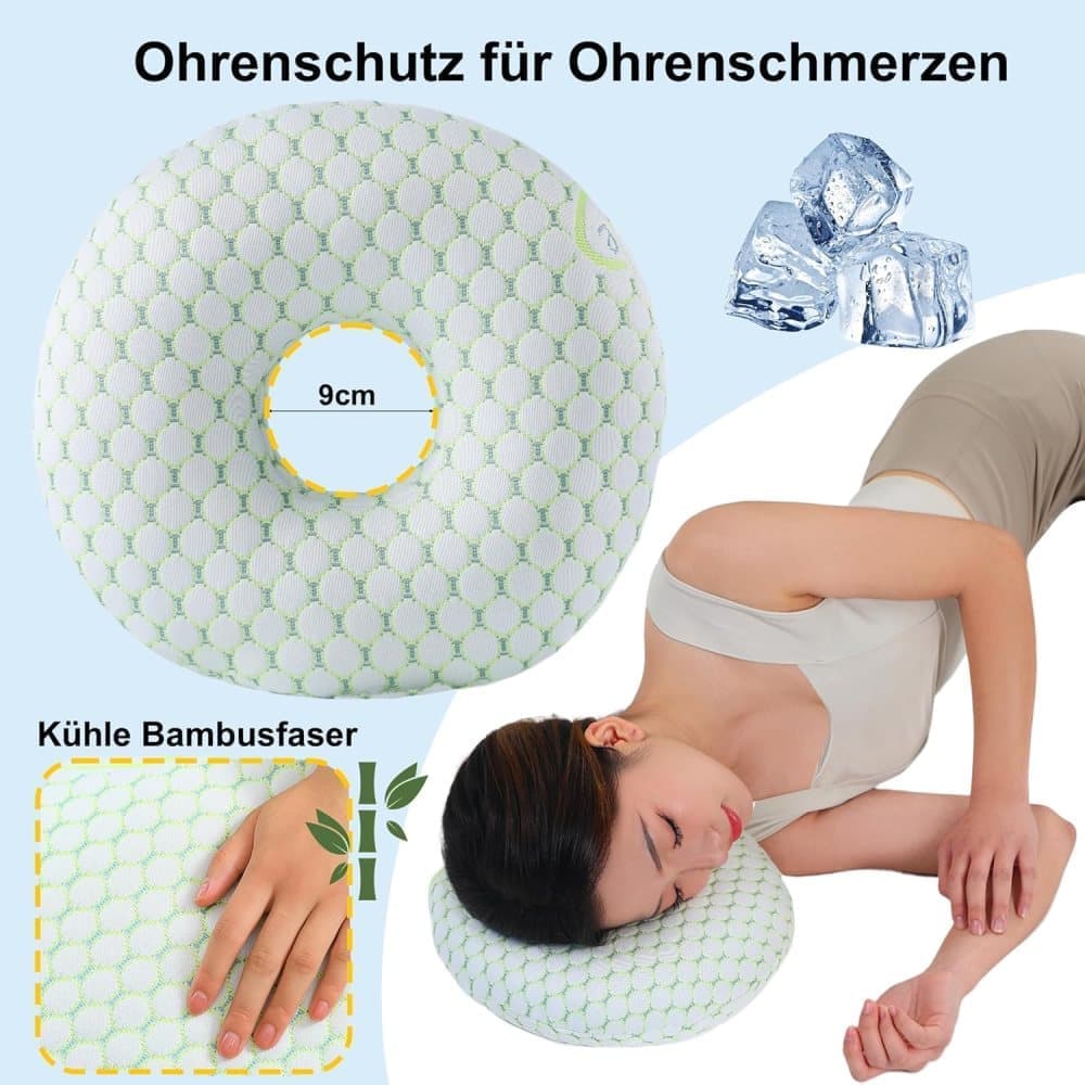Orthopedic Pillow with Ear Holes for Side Sleeping, Super Microfiber Bamboo Fiber Perforated Pillow, V1188-MS-325-1365