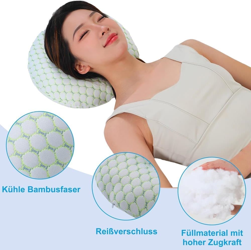 Orthopedic Pillow with Ear Holes for Side Sleeping, Super Microfiber Bamboo Fiber Perforated Pillow, V1188-MS-325-1366
