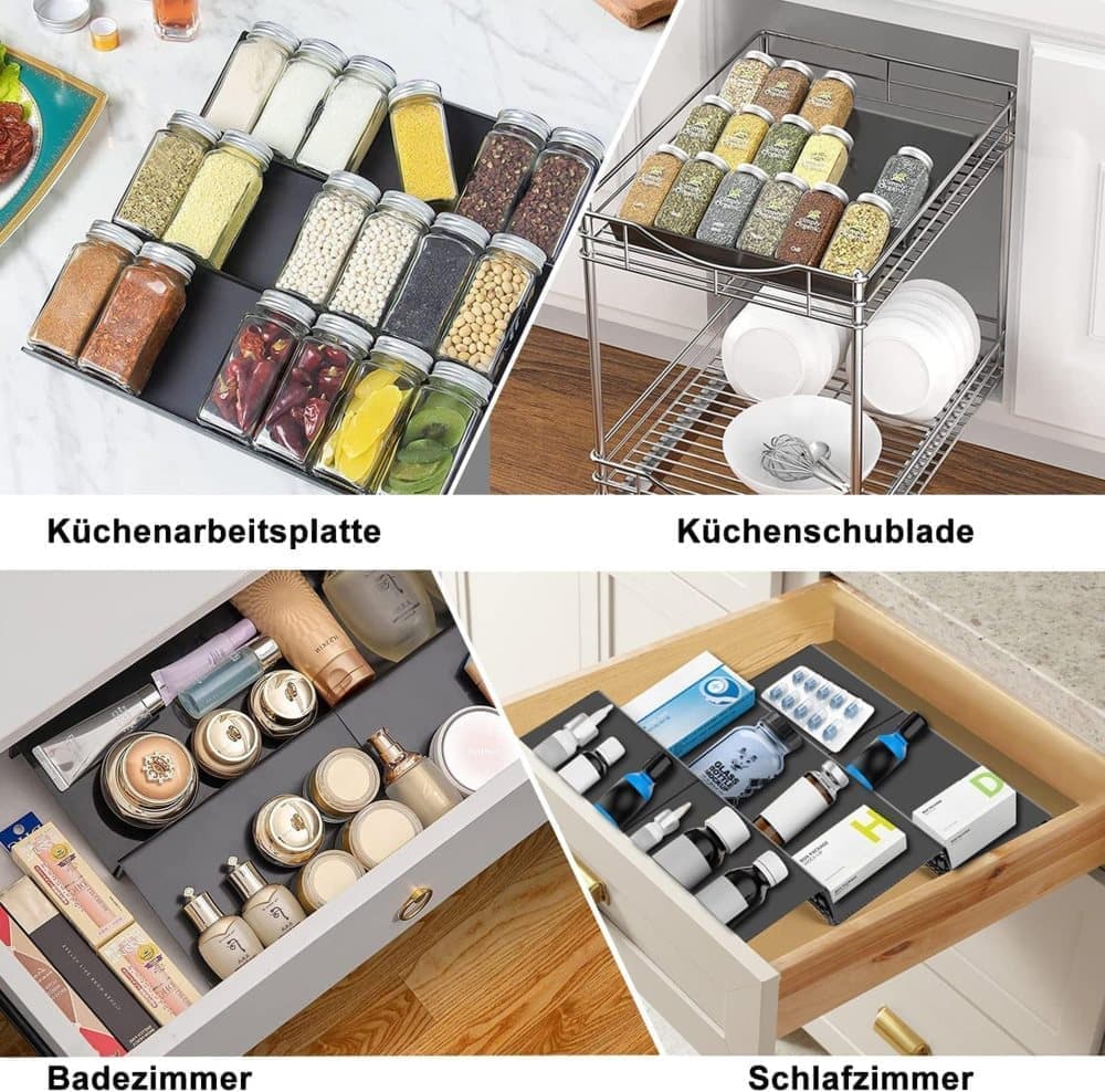 6-Piece Adjustable Spice Rack for Kitchen Storage, Compatible with Jars V1188-MS-325-1367