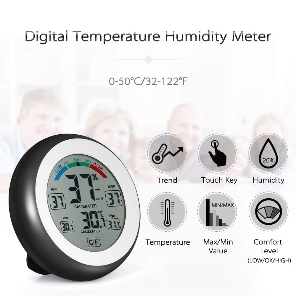 Digital Thermometer Hygrometer Indoor Outdoor Wireless Touch Screen Waterproof, for Bathroom Kitchen V1188-MS-325-1369