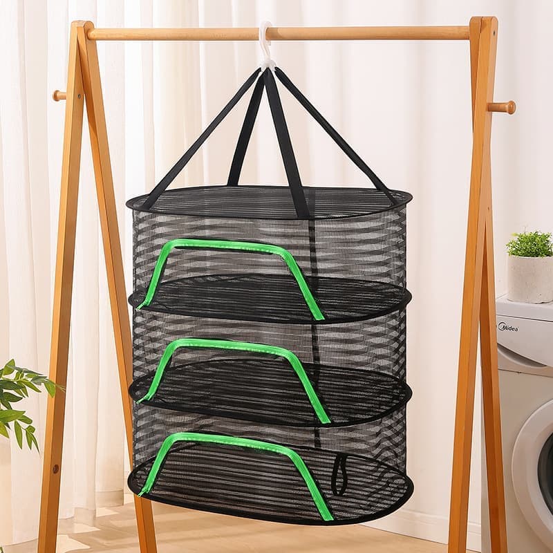 4 Layer Hanging Drying Net with Zipper, Foldable Garden Drying Net for Plants Seeds and Fish, 40x60cm V1188-MS-325-1373