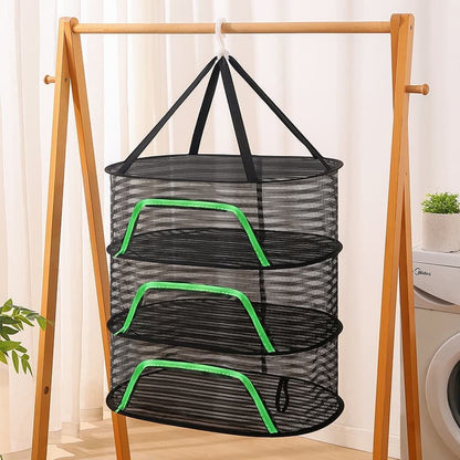 4 Layer Hanging Drying Net with Zipper, Foldable Garden Drying Net for Plants Seeds and Fish, 40x60cm V1188-MS-325-1373