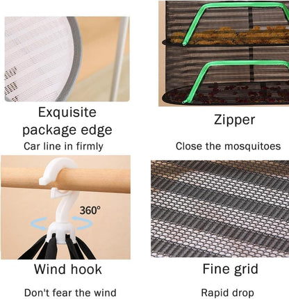 4 Layer Hanging Drying Net with Zipper, Foldable Garden Drying Net for Plants Seeds and Fish, 40x60cm V1188-MS-325-1373