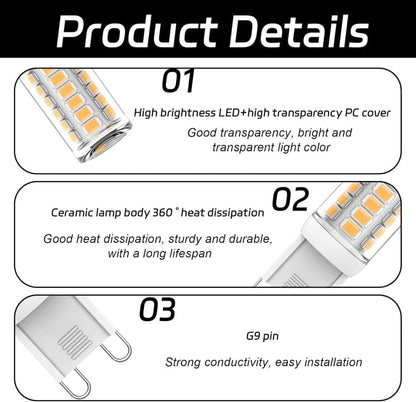 5pcs G9 LED Bulbs 3W White Light V1188-MS-325-1375