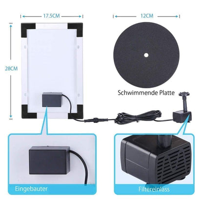 5W Solar Fountain Pump with 6 Nozzles, Floating Bird Bath, Solar Powered Garden Water Pump V1188-MS-325-1376