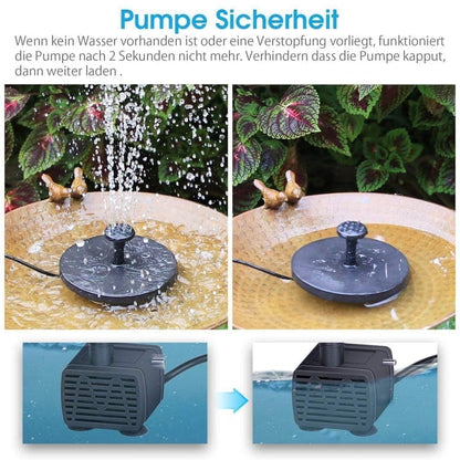 5W Solar Fountain Pump with 6 Nozzles, Floating Bird Bath, Solar Powered Garden Water Pump V1188-MS-325-1376