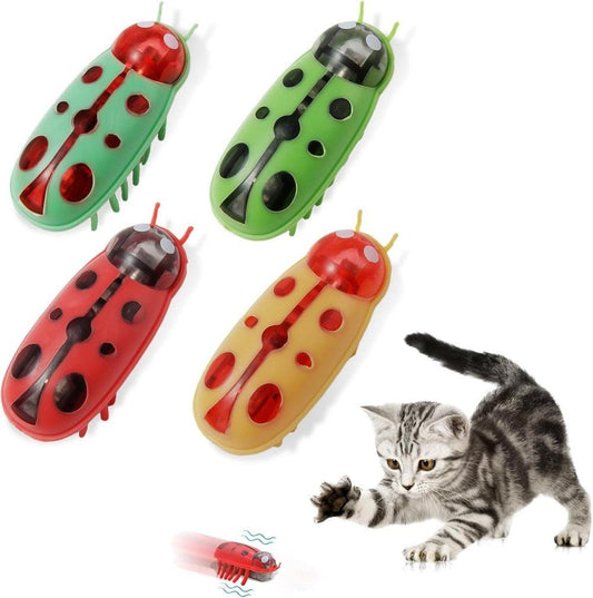 4-Piece Interactive Pet Toy for Cats and Dogs, Mini Beetle Electric Toy, Compatible with Small Pets, 4 Inches V1188-MS-325-1381