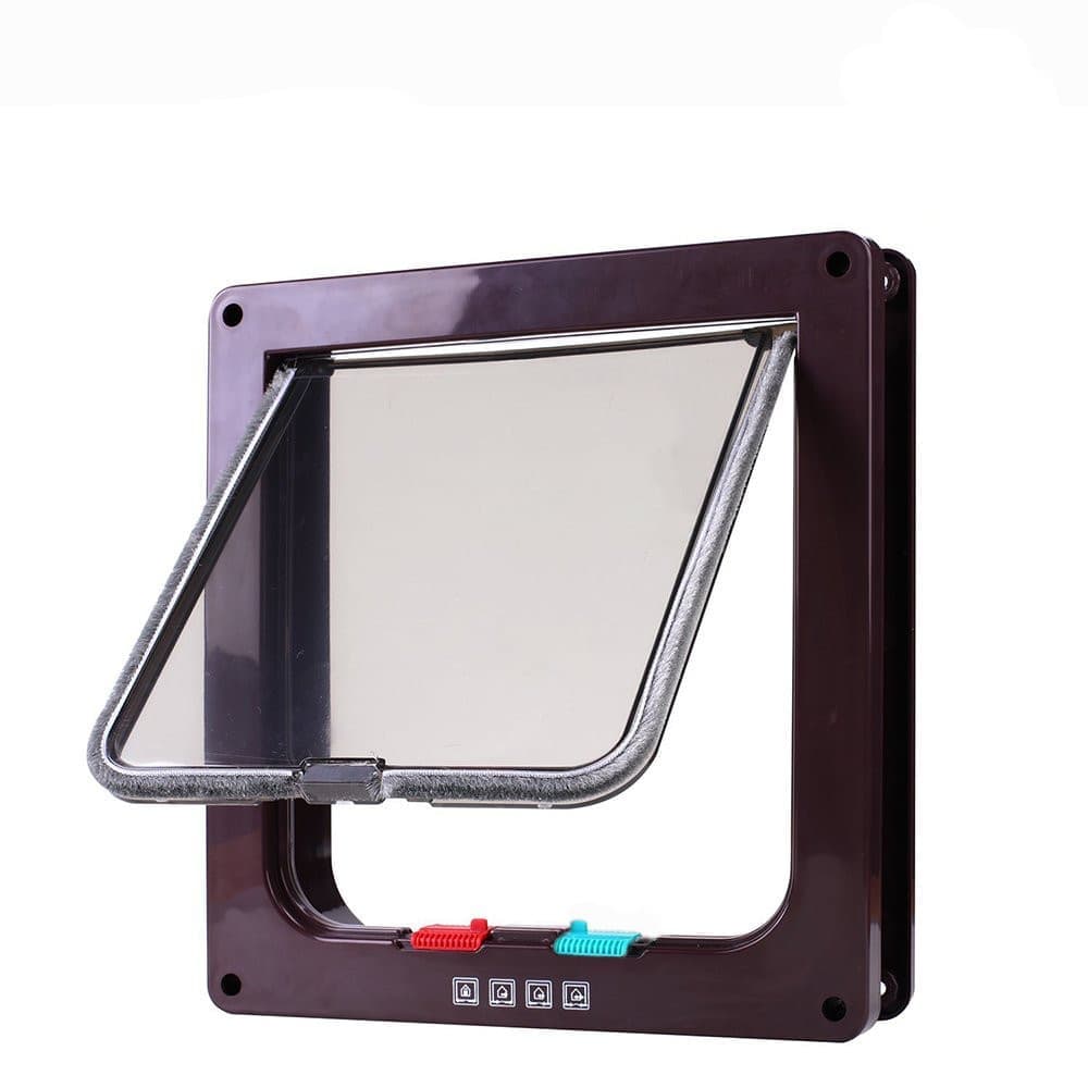 4-Way Locking Cat Flap for Small Dogs and Cats, Easy Installation, Brown, M V1188-MS-325-1383