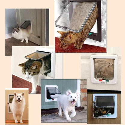 4-Way Locking Cat Flap for Small Dogs and Cats, Easy Installation, Brown, M V1188-MS-325-1383