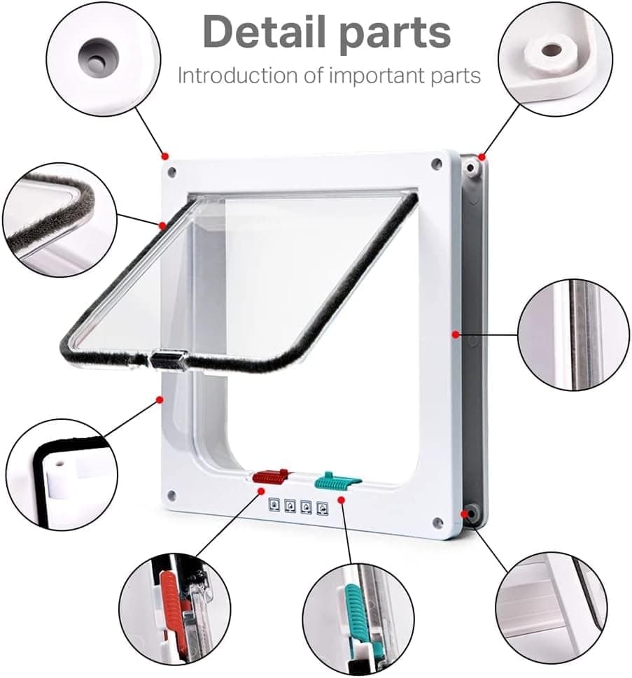 4-Way Locking Cat Flap for Small Dogs and Cats, Easy Installation, Brown, S V1188-MS-325-1384