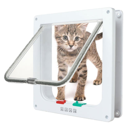 4-Way Locking Cat Flap for Small Dogs and Cats, Easy Installation, White, S V1188-MS-325-1385