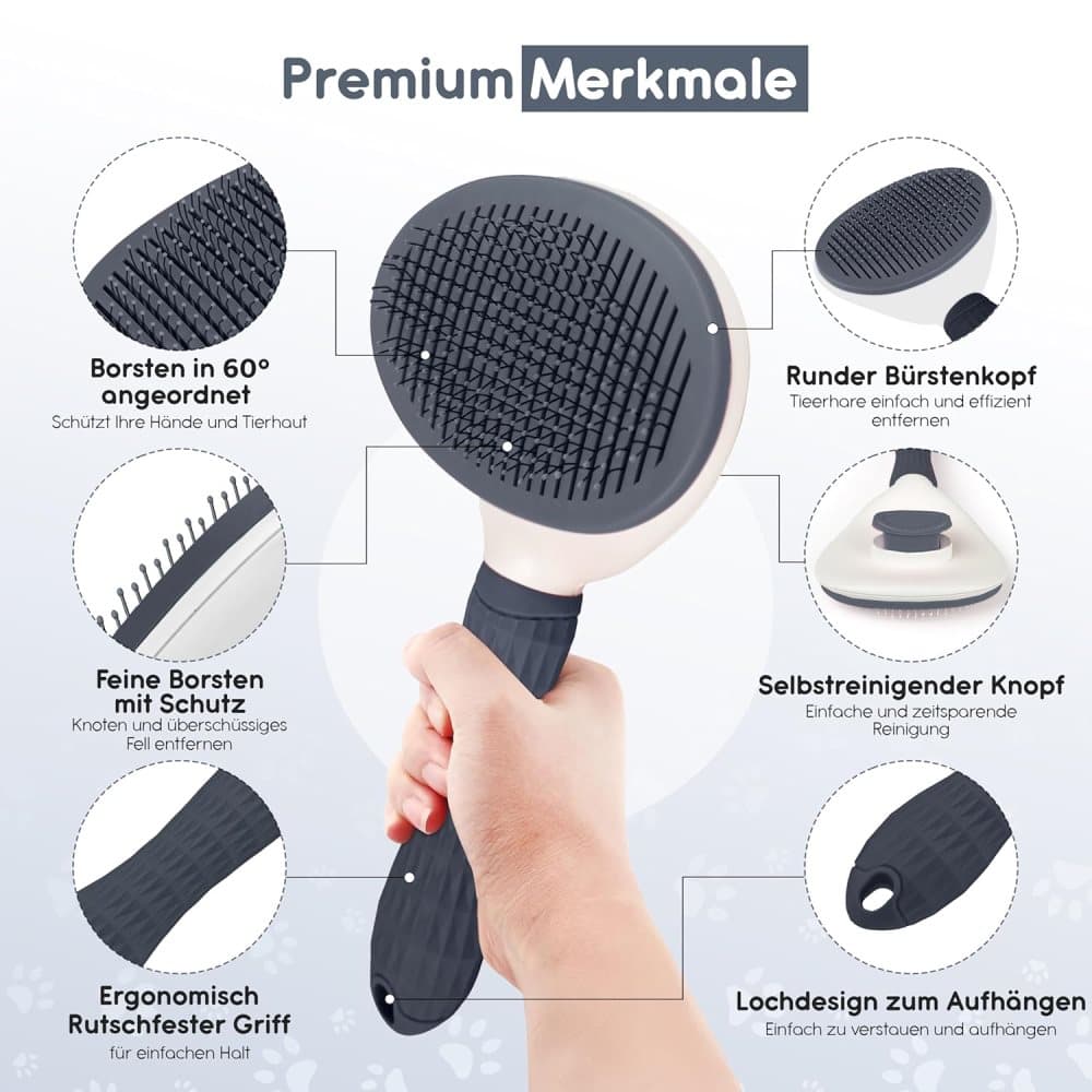 Dog brush for dogs and cats, fur brush, compatible with all breeds, Gray V1188-MS-325-1388