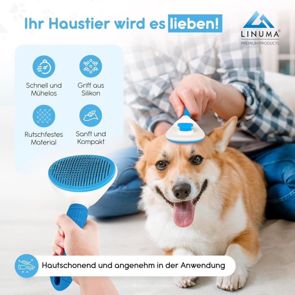 Dog brush for dogs and cats, fur brush, compatible with all breeds, Blue V1188-MS-325-1390