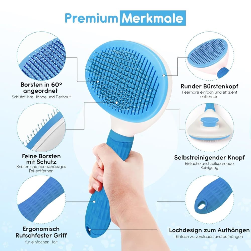 Dog brush for dogs and cats, fur brush, compatible with all breeds, Blue V1188-MS-325-1390