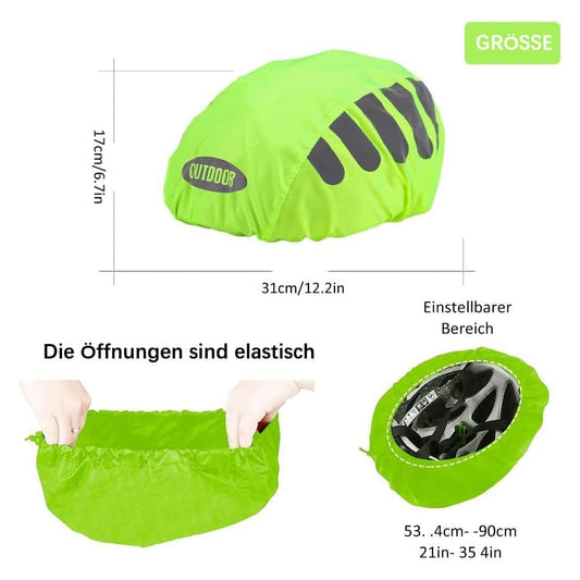 Reflective Bicycle Helmet Cover, Water and Wind Resistant Rain Cover, Green V1188-MS-325-1391