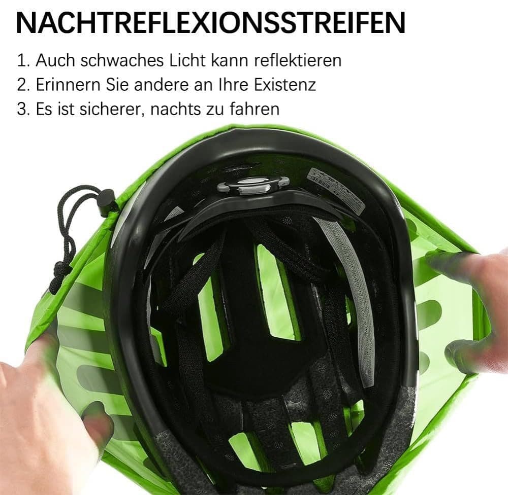Reflective Bicycle Helmet Cover, Water and Wind Resistant Rain Cover, Green V1188-MS-325-1391