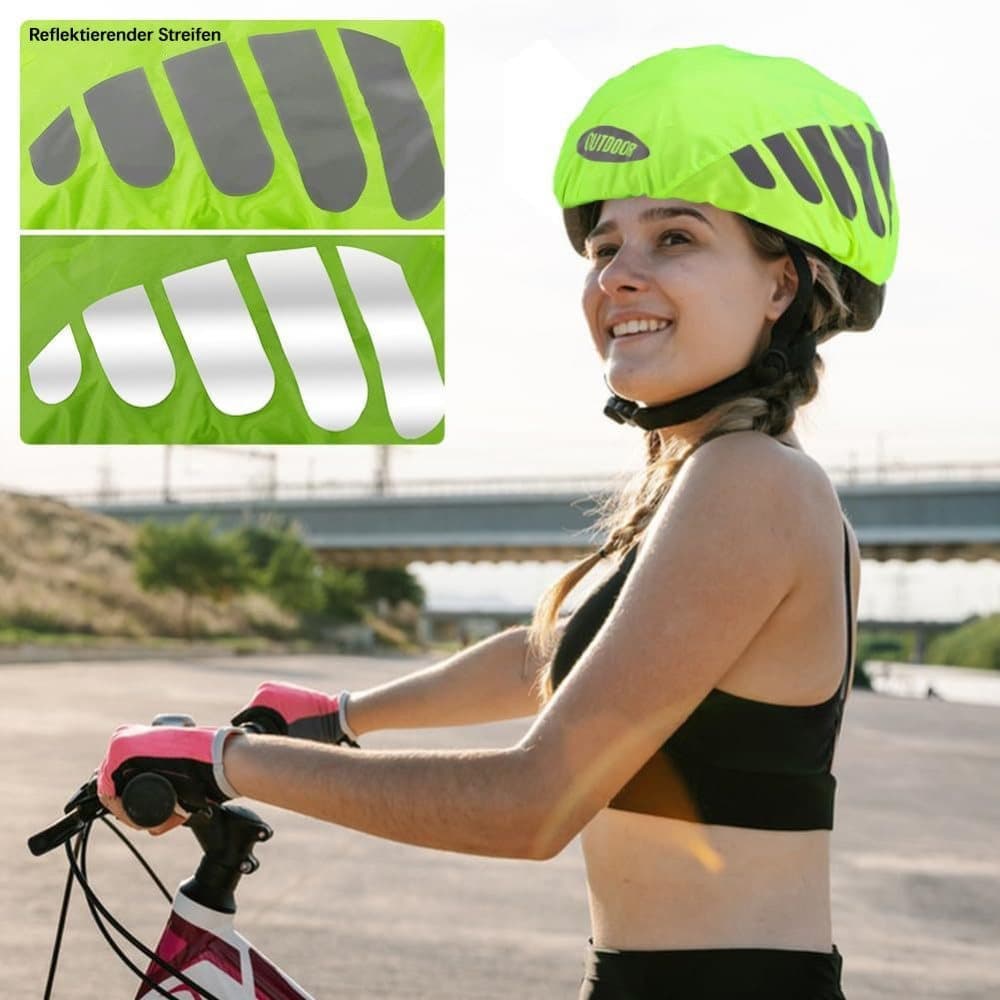 Reflective Bicycle Helmet Cover, Water and Wind Resistant Rain Cover, Green V1188-MS-325-1391