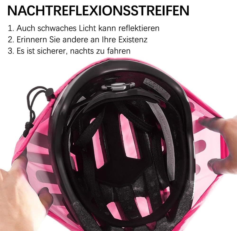 Reflective Bicycle Helmet Cover, Universal Wind and Water Resistant, Compatible with All Brands, Pink V1188-MS-325-1392