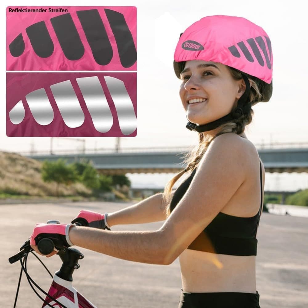 Reflective Bicycle Helmet Cover, Universal Wind and Water Resistant, Compatible with All Brands, Pink V1188-MS-325-1392