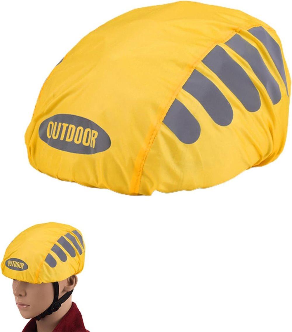 Reflective Bicycle Helmet Cover, Universal Fit, Wind and Water Resistant, Yellow V1188-MS-325-1394