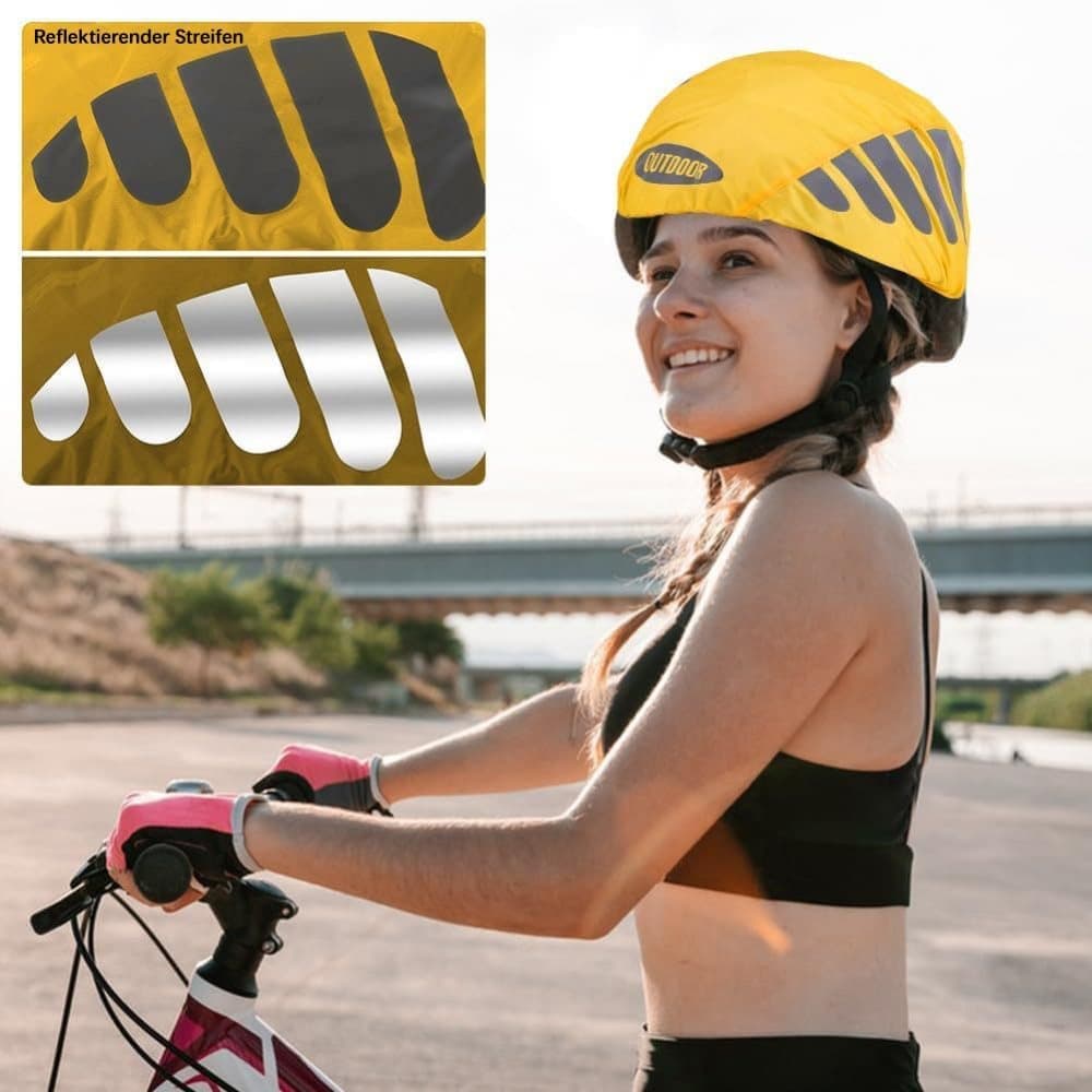 Reflective Bicycle Helmet Cover, Universal Fit, Wind and Water Resistant, Yellow V1188-MS-325-1394