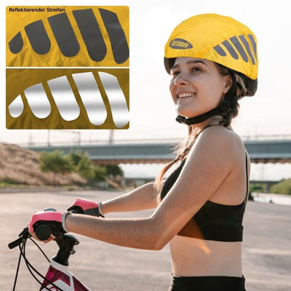 Reflective Bicycle Helmet Cover, Universal Fit, Wind and Water Resistant, Yellow V1188-MS-325-1394