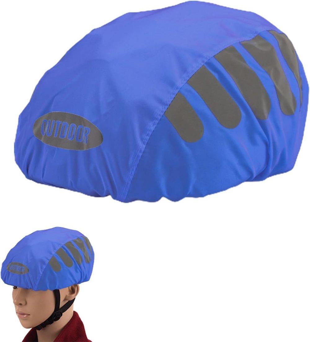 Reflective Bicycle Helmet Cover, Wind and Water Resistant, Universal Fit, Blue V1188-MS-325-1396