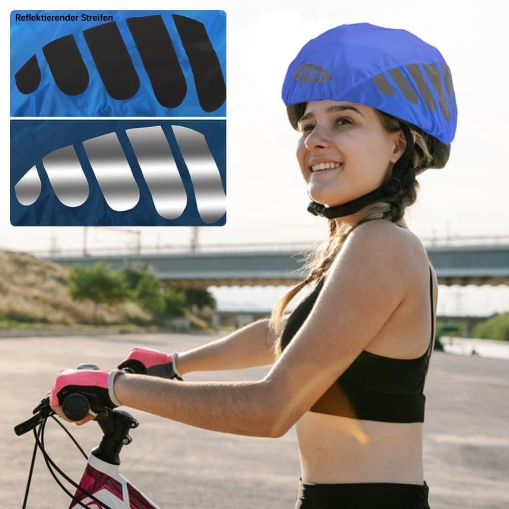Reflective Bicycle Helmet Cover, Wind and Water Resistant, Universal Fit, Blue V1188-MS-325-1396