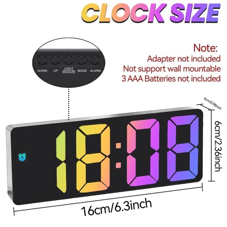 6.7 Inch LED Alarm Clock with Dimmable Display and Temperature, Large Electronic Digital Clock V1188-MS-325-1397