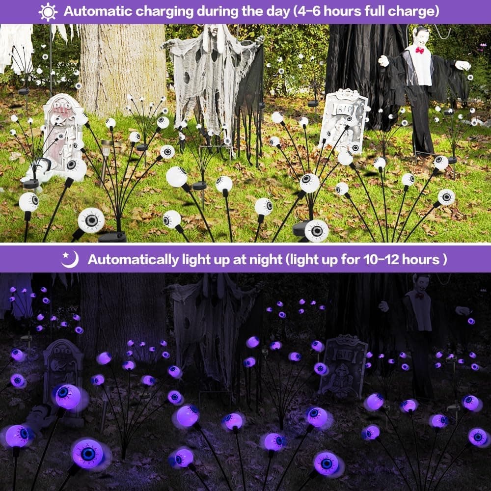 Solar Powered Halloween Eye Lights 4-Pack for Garden and Patio Decoration, Waterproof, 1/4\ V1188-MS-325-1404
