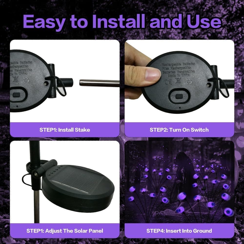 Solar Powered Halloween Eye Lights 4-Pack for Garden and Patio Decoration, Waterproof, 1/4\ V1188-MS-325-1404