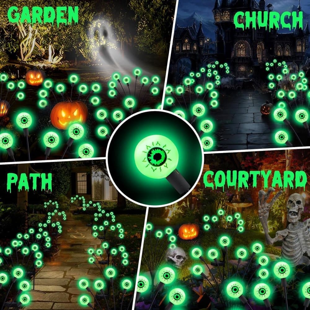 1-Pack Solar Powered Halloween Eye Lights for Garden and Patio Decoration, 1/4, Green V1188-MS-325-1406
