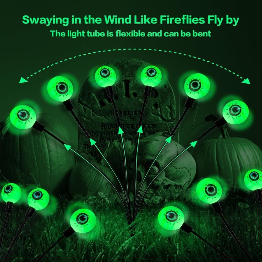 1-Pack Solar Powered Halloween Eye Lights for Garden and Patio Decoration, 1/4, Green V1188-MS-325-1406