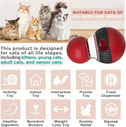 Interactive Cat Toy with Bird Sounds Slow Feeder Food Dispenser for Indoor Cats, Compatible with All Breeds V1188-MS-325-1408