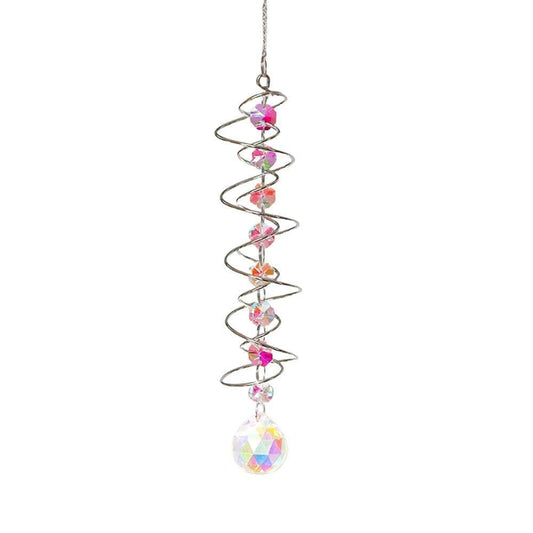 Colorful Crystal Solar Wind Chime KC1 with Spiral Design, Rotating Decor for Window Garden Wedding Gift V1188-MS-325-1412