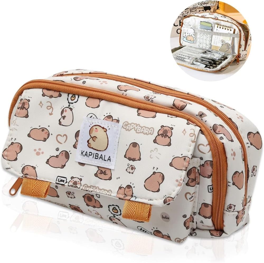 50 Pens Pencil Case Capybara, Multifunctional Polyester Compartment V1188-MS-325-1413