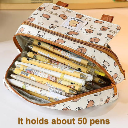 50 Pens Pencil Case Capybara, Multifunctional Polyester Compartment V1188-MS-325-1413