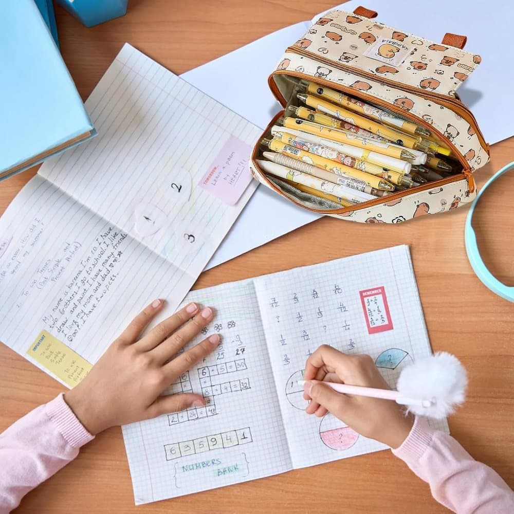 50 Pens Pencil Case Capybara, Multifunctional Polyester Compartment V1188-MS-325-1413